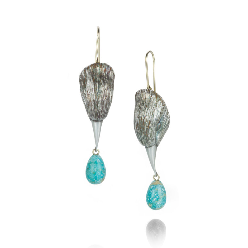 Gabriella Kiss Silver Bird Head Earrings with Turquoise Drops | Quadrum Gallery