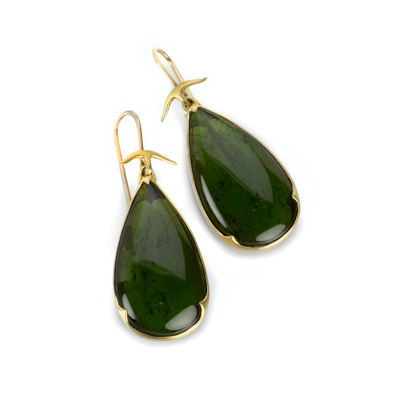 Gabriella Kiss Pear Shaped Green Tourmaline Earrings | Quadrum Gallery