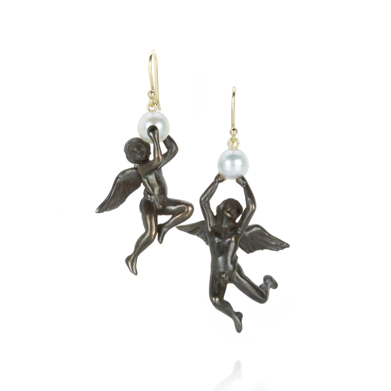 Gabriella Kiss Bronze Angel Earrings with Pearls  | Quadrum Gallery