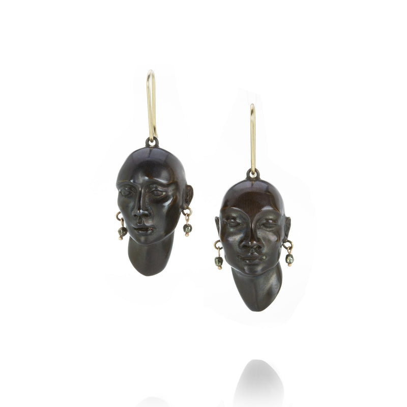 Gabriella Kiss Bronze Head Earrings with Pyrite Earrings | Quadrum Gallery