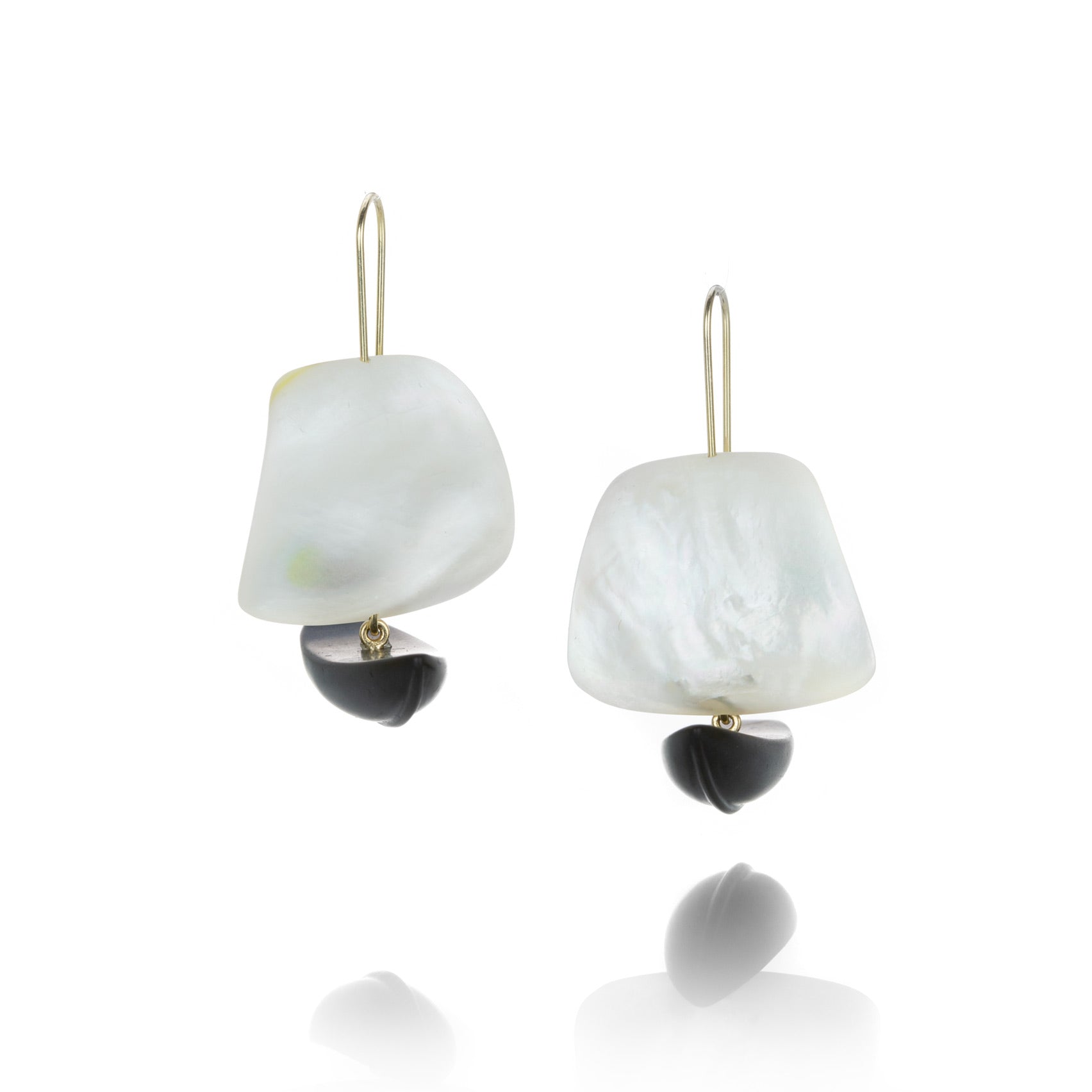 Mother of Pearl and Black Jade Ghost Ship Earrings