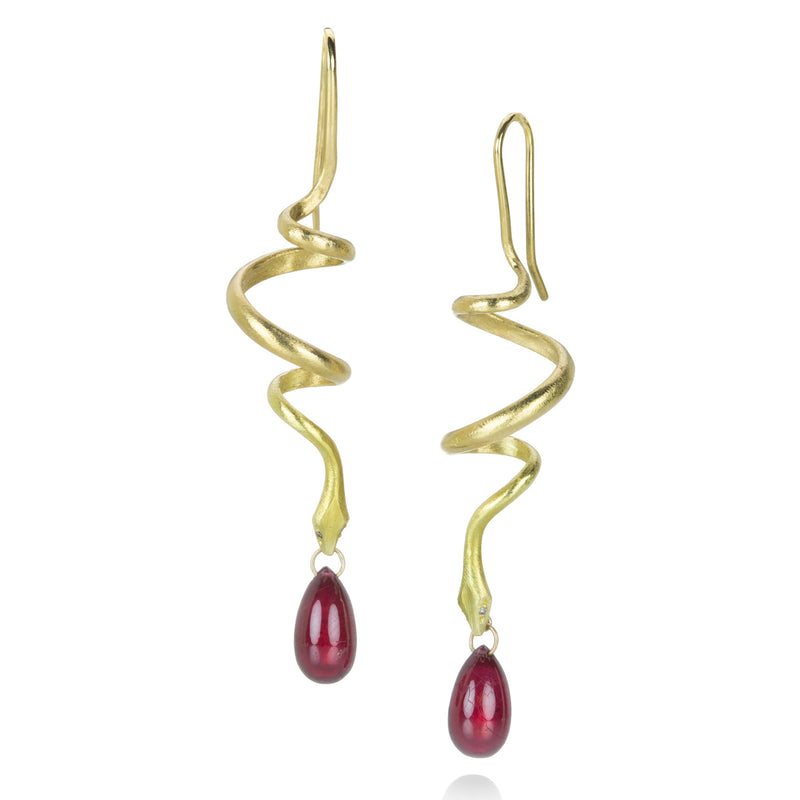 Gabriella Kiss Spiral Snake Earrings with Ruby Drops | Quadrum Gallery