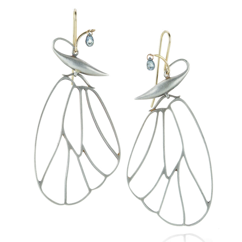 Gabriella Kiss Silver Butterfly Cell Earrings with Blue Sapphires | Quadrum Gallery