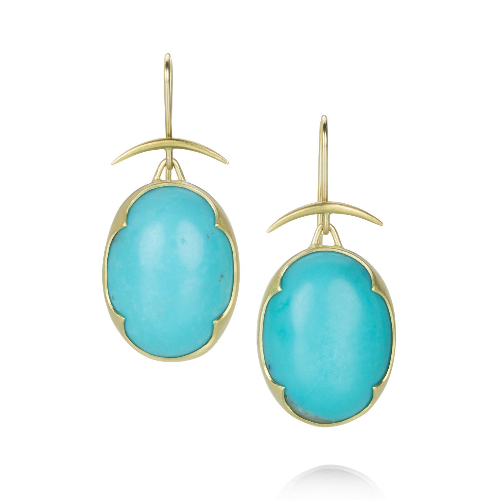 Large Oval Turquoise Earrings - Main Image