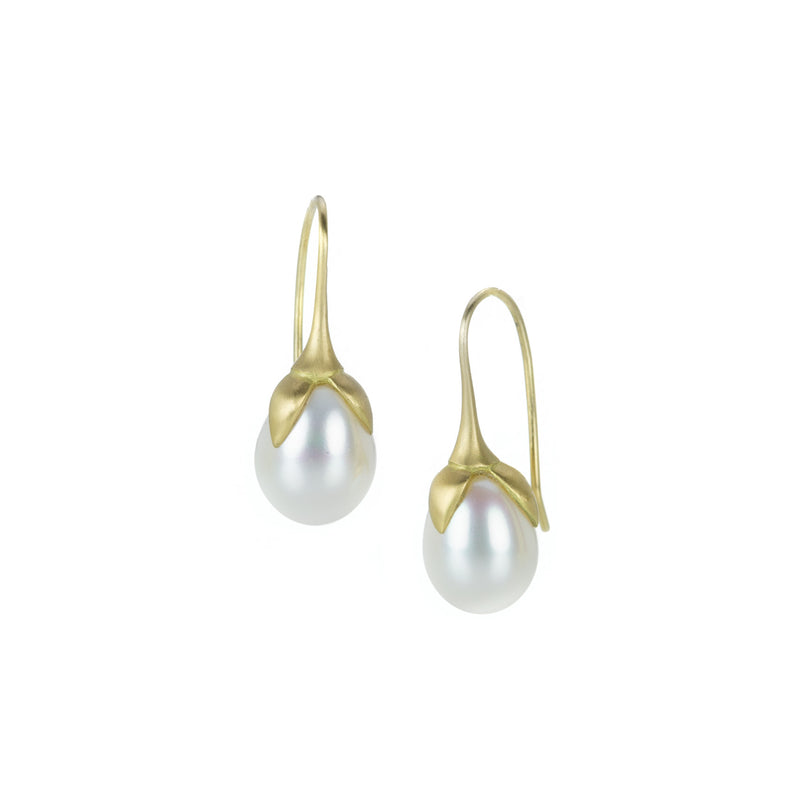 Gabriella Kiss White Freshwater Pearl Eggplant Earrings | Quadrum Gallery