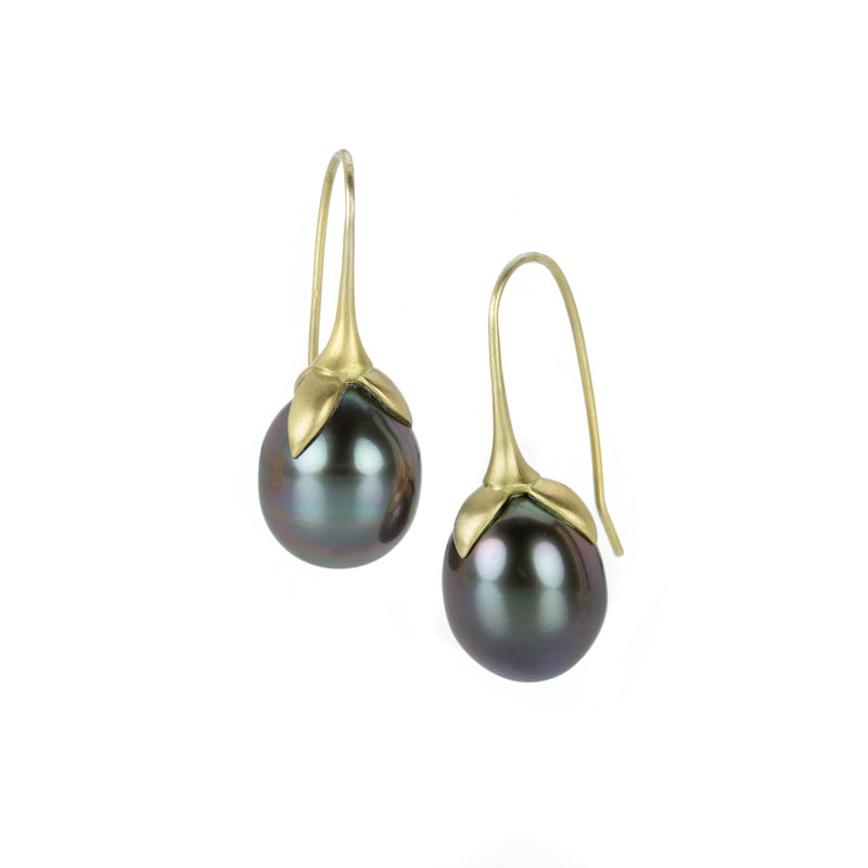 Gabriella Kiss Black Tahitian Pearl Eggplant Earrings | Quadrum Gallery