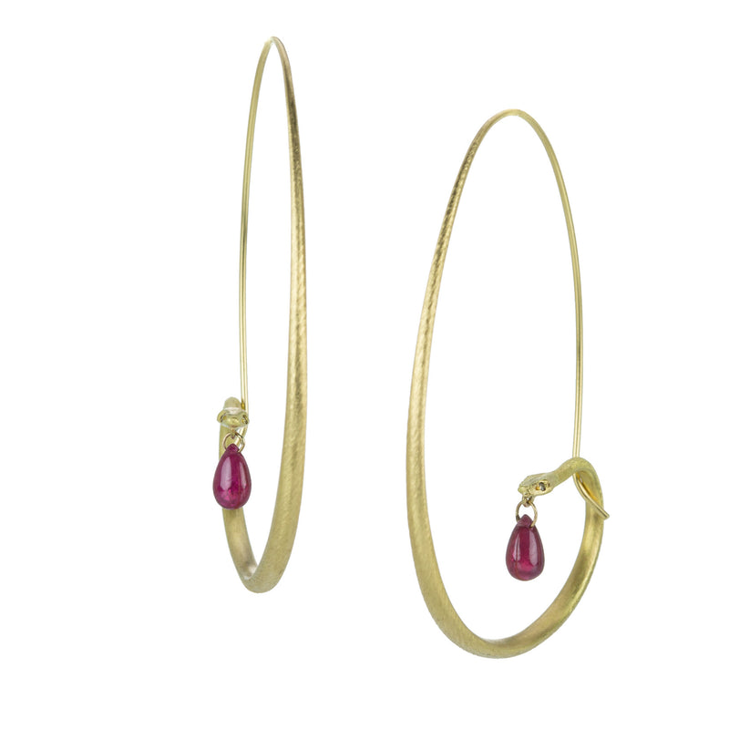 Gabriella Kiss Large Snake Hoops with Ruby Briolette Drops | Quadrum Gallery