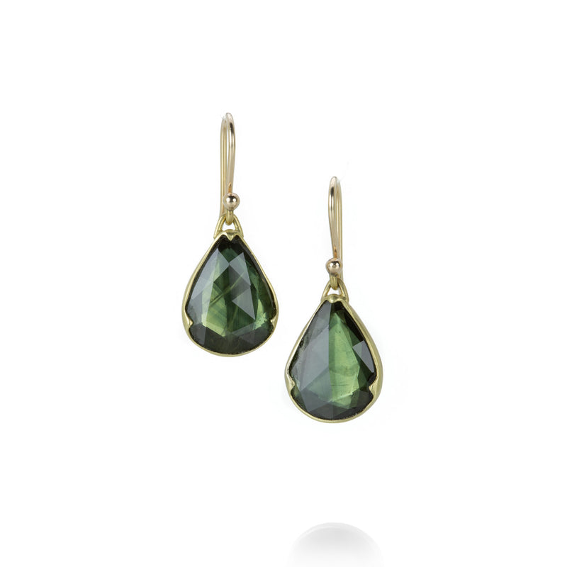 Gabriella Kiss Faceted Pear Shaped Green Sapphire Earrings | Quadrum Gallery