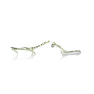 Gabriella Kiss Asymmetrical 14K Green Gold Branch Studs | Quadrum Gallery