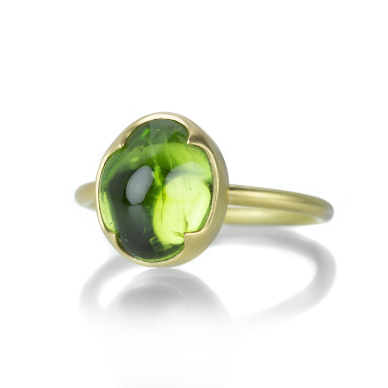 Gabriella Kiss Oval Peridot Ring in a 4 Scallop Bezel  | Quadrum Gallery