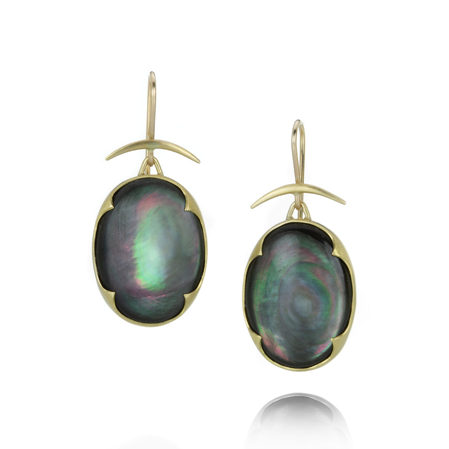 Gabriella Kiss Oval Black Mother of Pearl Drop Earrings | Quadrum Gallery