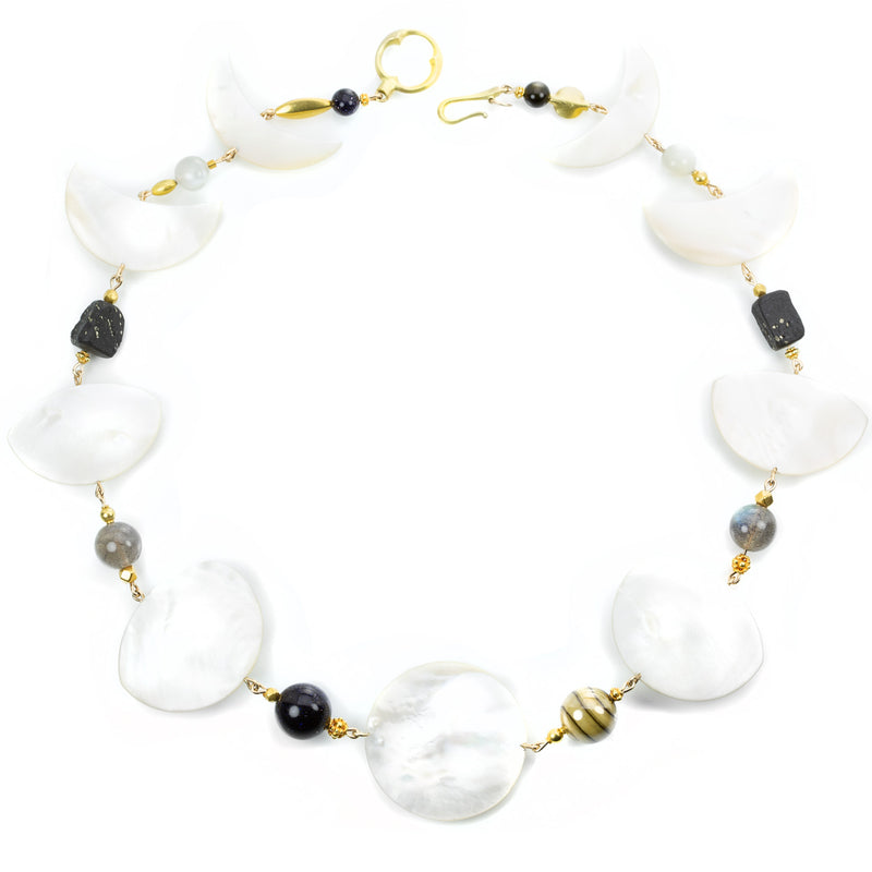 Gabriella Kiss White Mother of Pearl Phases of the Moon Necklace  | Quadrum Gallery