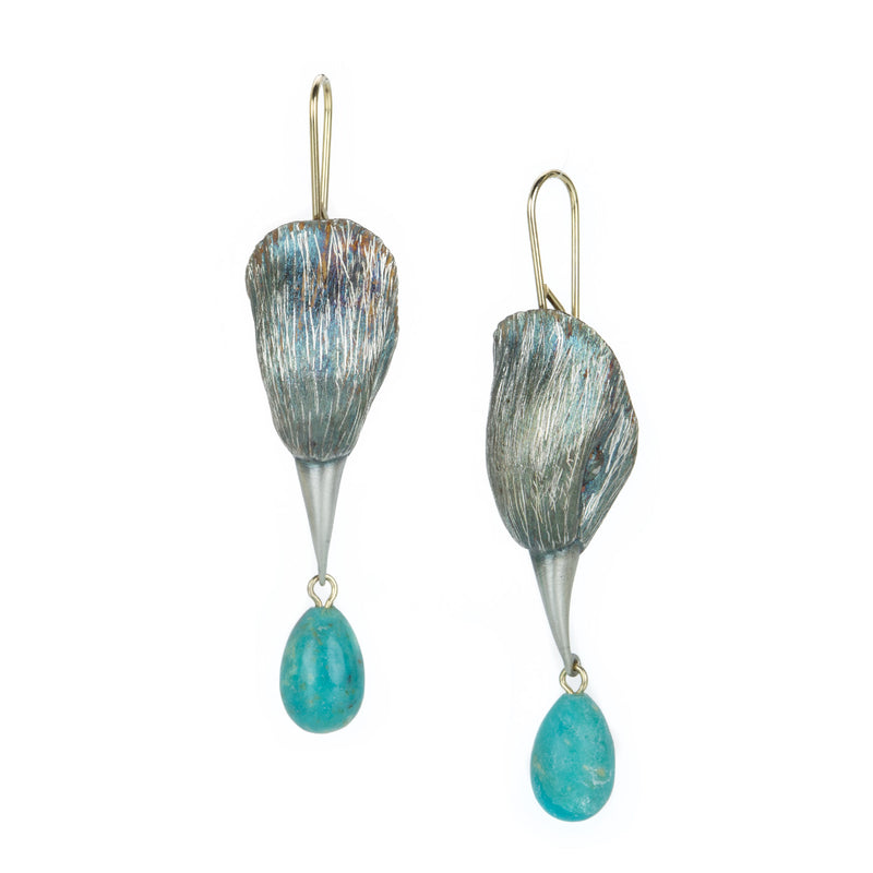 Gabriella Kiss Silver Bird Head Earrings wtih Turquoise | Quadrum Gallery