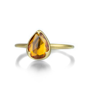 Gabriella Kiss Pear Shaped Rose Cut Orange Sapphire Ring | Quadrum Gallery