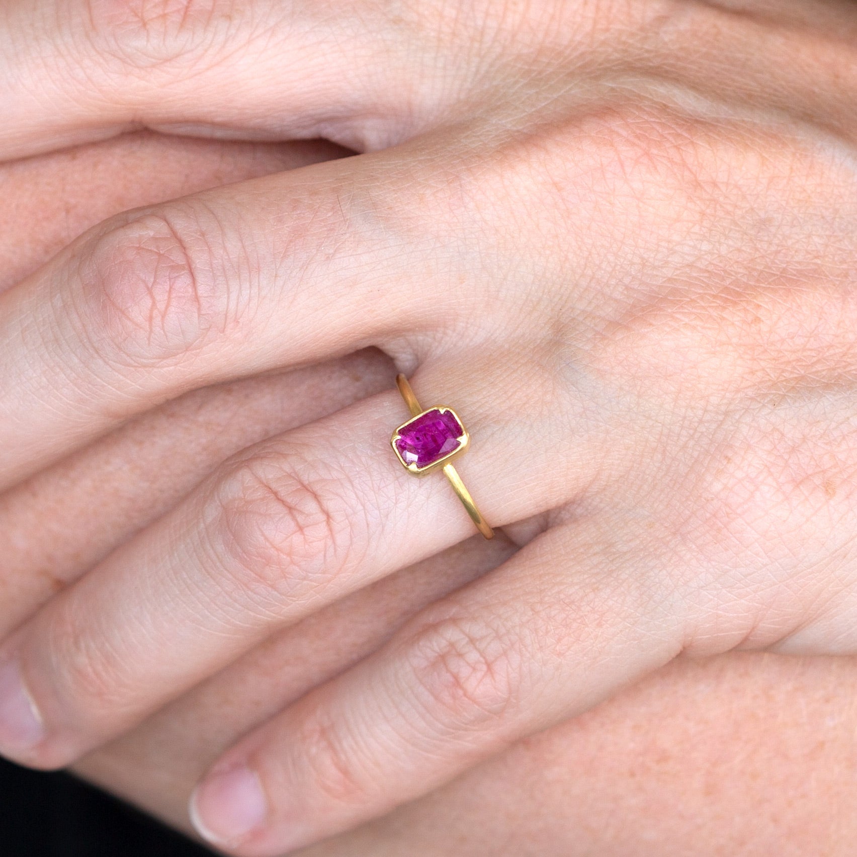 18k Emerald Cut Ruby Ring