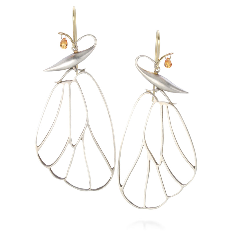 Gabriella Kiss Silver Butterfly Cell Wing Earrings wtih Sapphires | Quadrum Gallery