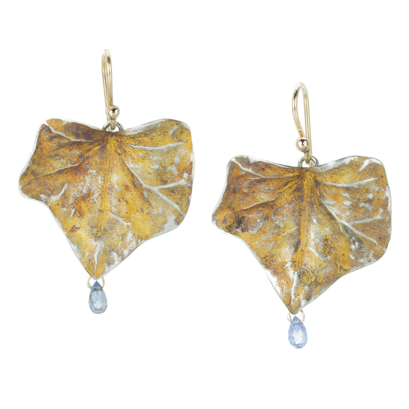 Gabriella Kiss Medium Silver Ivy Leaf Earrings with Sapphires | Quadrum Gallery
