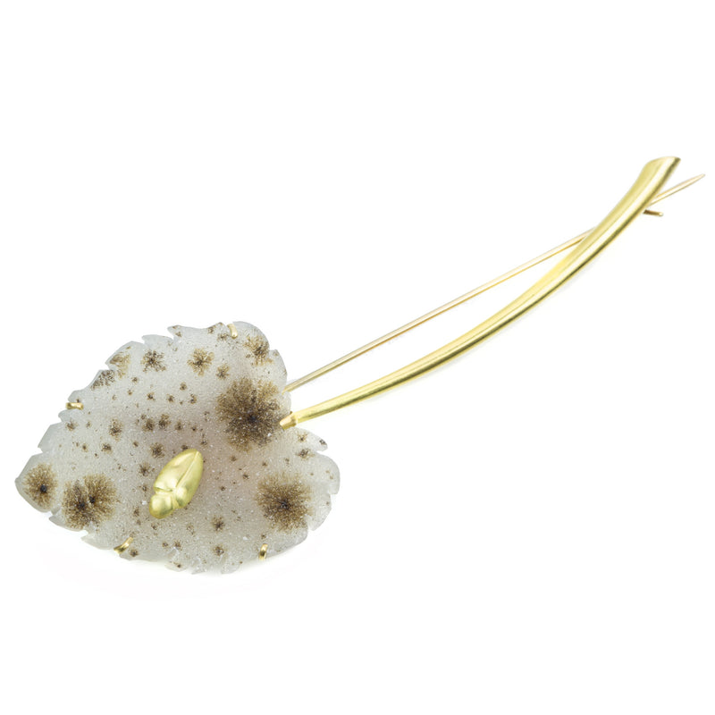 Gabriella Kiss Druzy Leaf Pin with Beetle | Quadrum Gallery