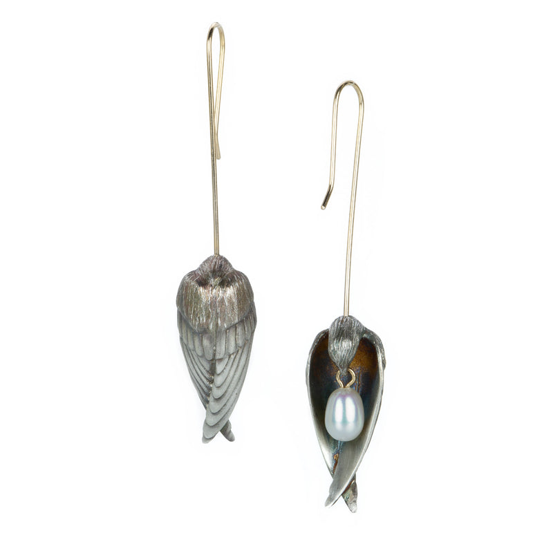 Gabriella Kiss Sterling Silver Sleeping Bird Earrings with Pearls | Quadrum Gallery