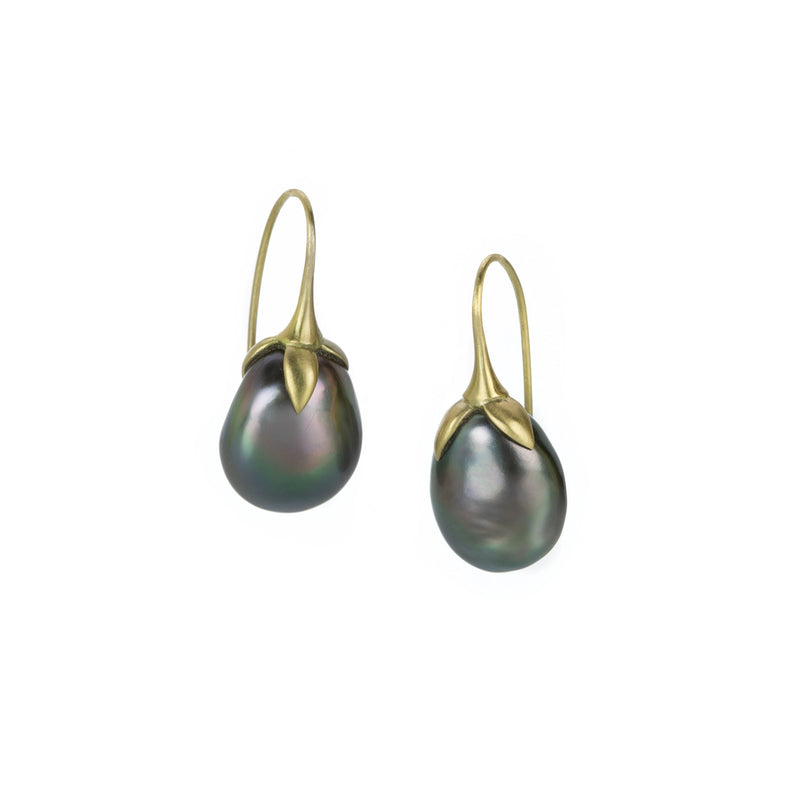 Gabriella Kiss Tahitian Pearl Eggplant Drop Earrings | Quadrum Gallery