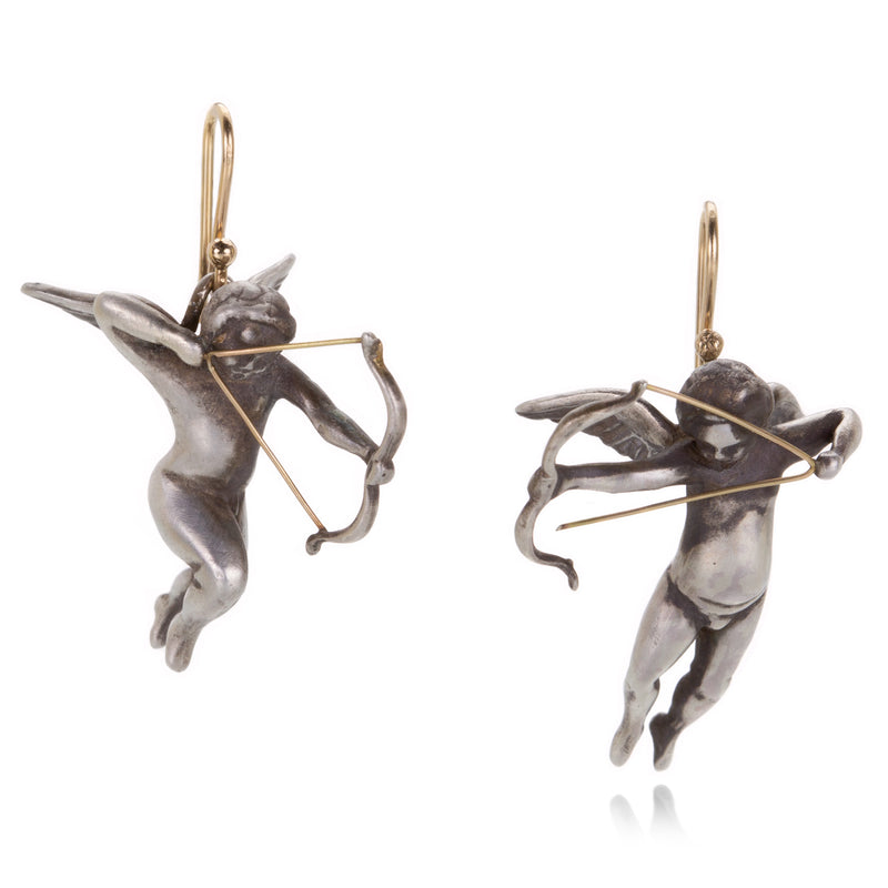 Gabriella Kiss Silver Cupids with Bows Earrings | Quadrum Gallery