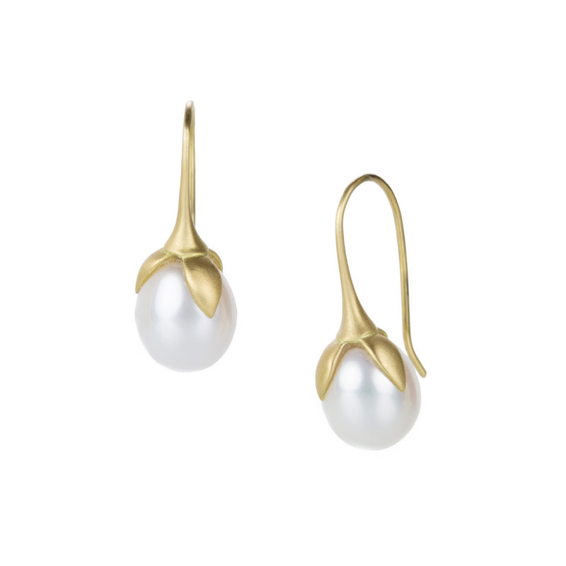 Gabriella Kiss White Eggplant Pearl Drop Earrings | Quadrum Gallery