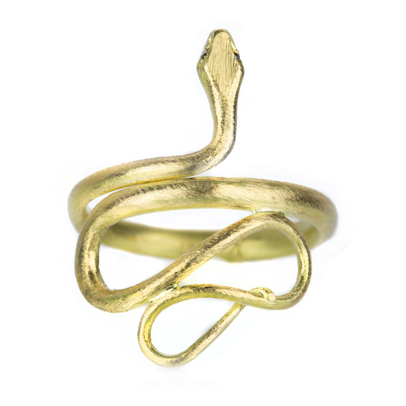 Gabriella Kiss 18k Yellow Gold Large Snake Ring with Diamond Eyes | Quadrum Gallery
