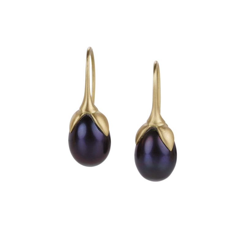 Gabriella Kiss Black Eggplant Pearl Drop Earrings | Quadrum Gallery