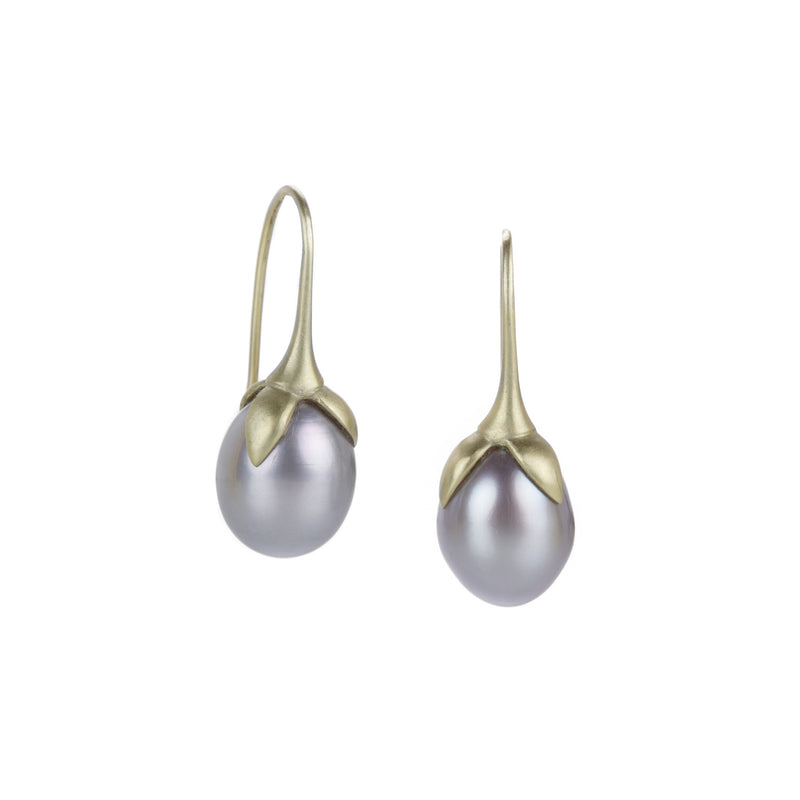 Gabriella Kiss Gray Eggplant Pearl Drop Earrings | Quadrum Gallery