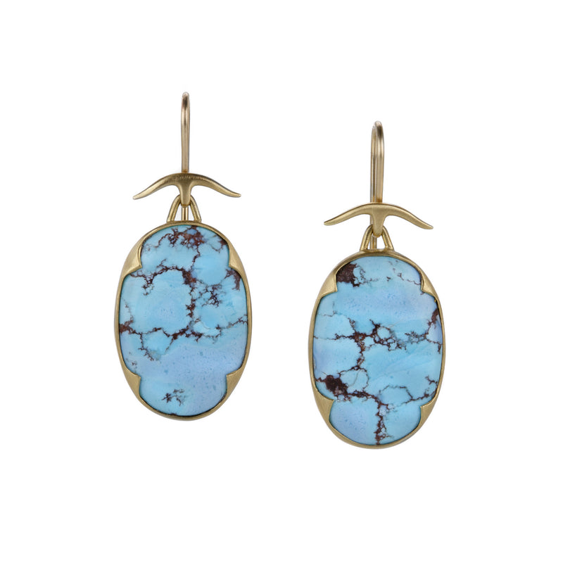 Gabriella Kiss Oval Kazakstan Turquoise Drop Earrings | Quadrum Gallery