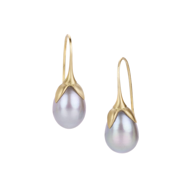 Gabriella Kiss Gray Pearl Eggplant Drop Earrings | Quadrum Gallery