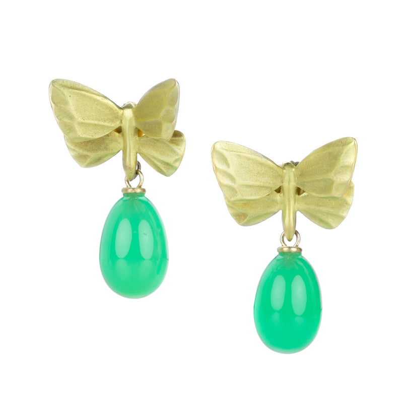 Gabriella Kiss Small Butterfly Earrings with Chrysoprase Drops | Quadrum Gallery