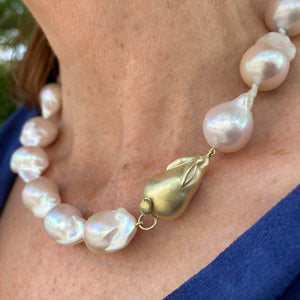 Gabriella Kiss White Freshwater Pearl Necklace with Bunny Clasp | Quadrum Gallery