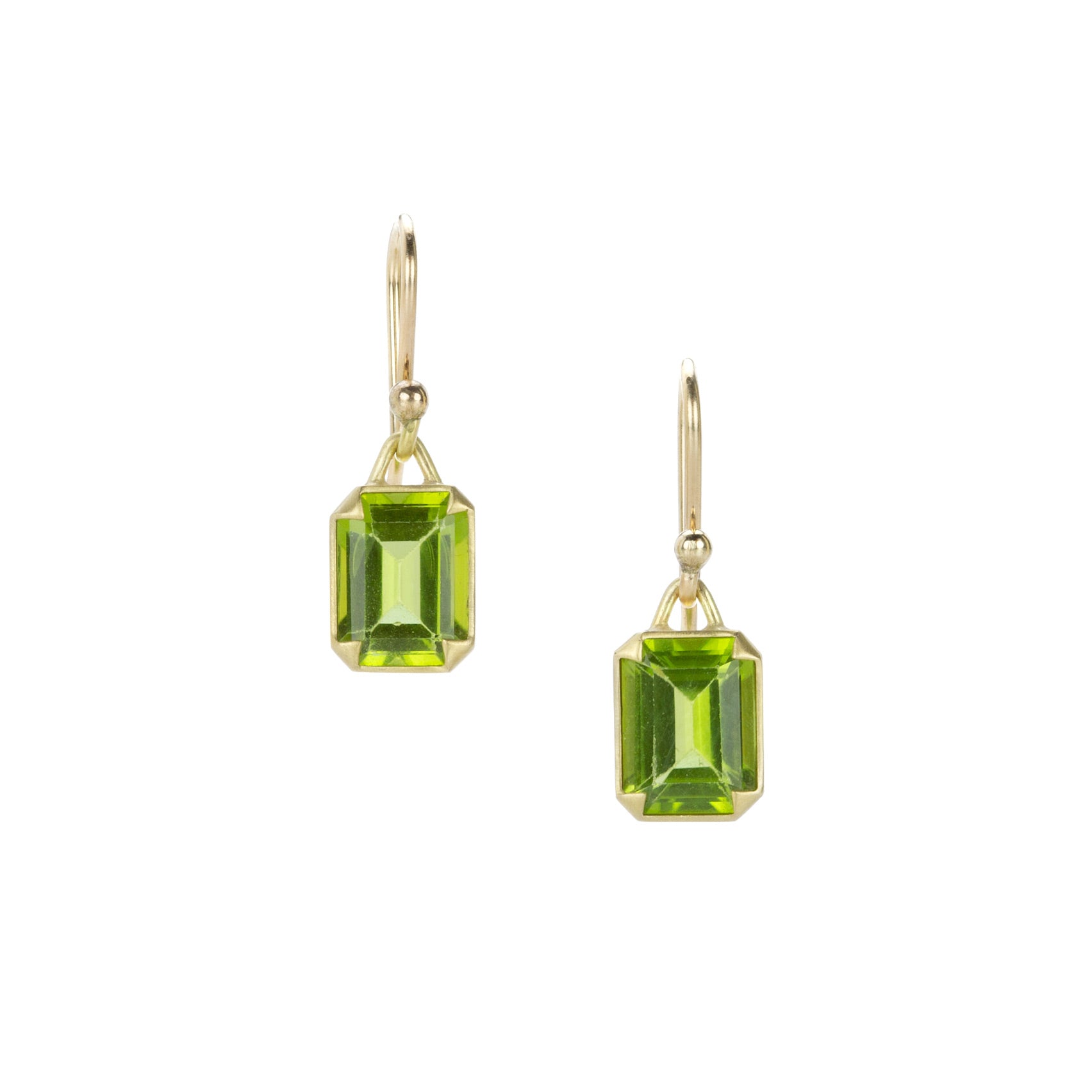 Emerald cut 2025 peridot earrings