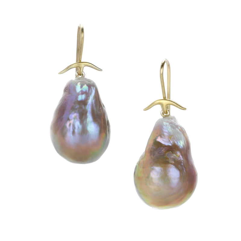 Gabriella Kiss Mauve Baroque Pearl Drop Earrings | Quadrum Gallery