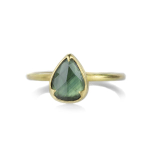 Gabriella Kiss 18k Pear Shaped Green Sapphire Ring  | Quadrum Gallery