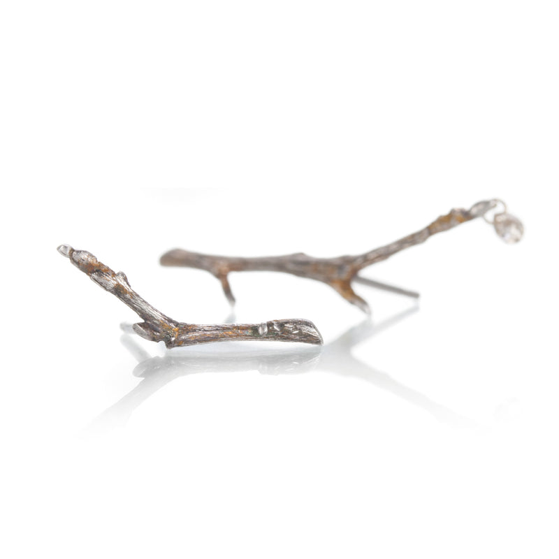 Gabriella Kiss Asymmetrical Branch Studs with Diamond Drop | Quadrum Gallery