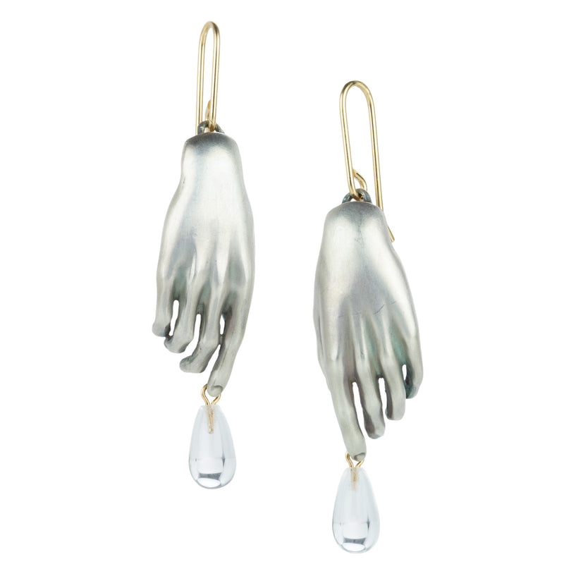 Gabriella Kiss  Silver Hand Earrings with Crystal Drops | Quadrum Gallery