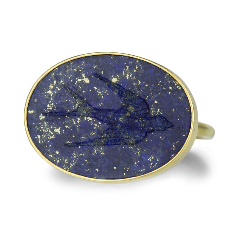 Gabriella Kiss Lapis Ring with Swallow Intaglio | Quadrum Gallery