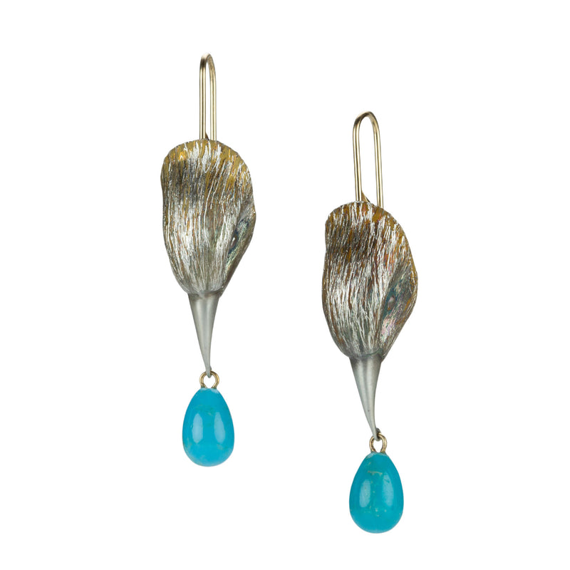 Gabriella Kiss Turquoise and Silver Bird Head Earrings  | Quadrum Gallery