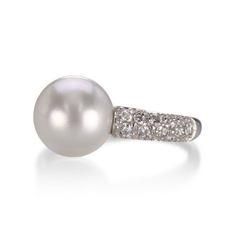 Gellner Pearl and Diamond White Gold Ring | Quadrum Gallery