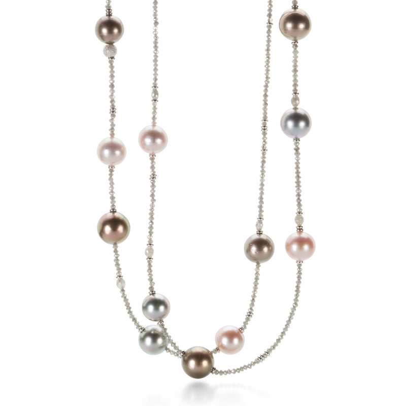Gellner Multi-Color Pearl and Diamond Necklace | Quadrum Gallery