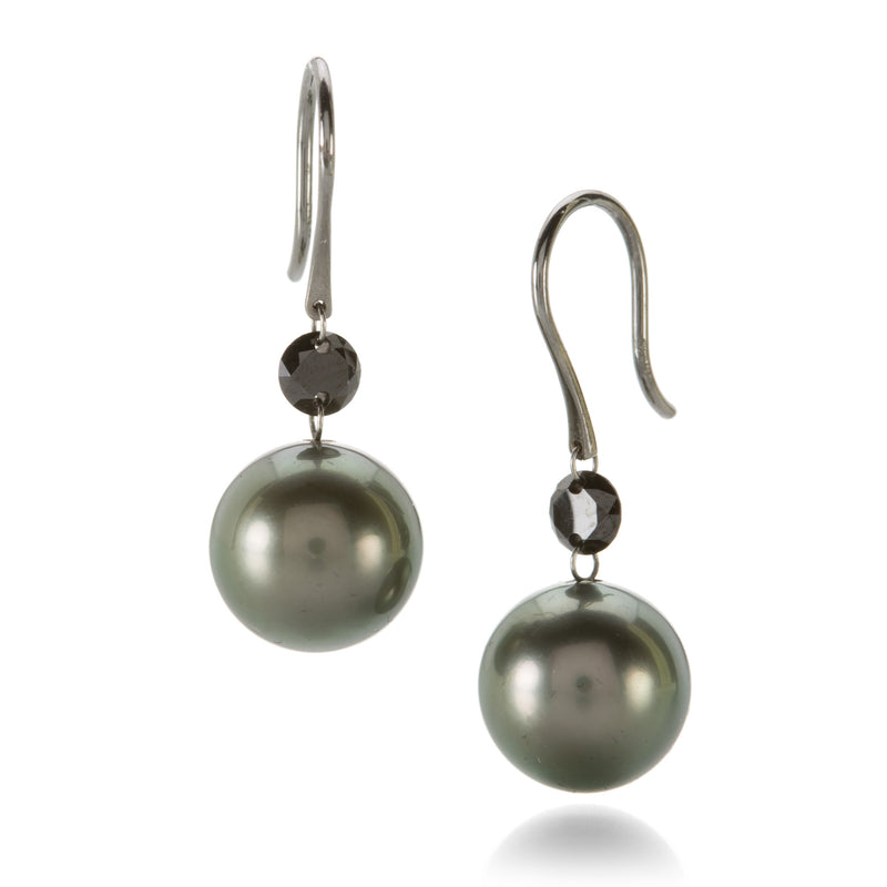 Gellner Tahitian Pearl & Black Diamond Earrings | Quadrum Gallery