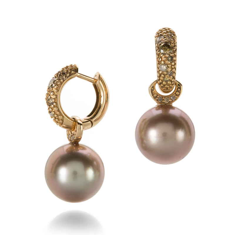 Gellner Brown Pearl and Brown Diamond Huggie Hoops | Quadrum Gallery