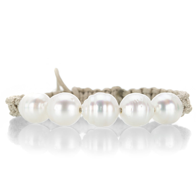 Gellner Tan Macrame Bracelet with 5 South Sea Pearls | Quadrum Gallery