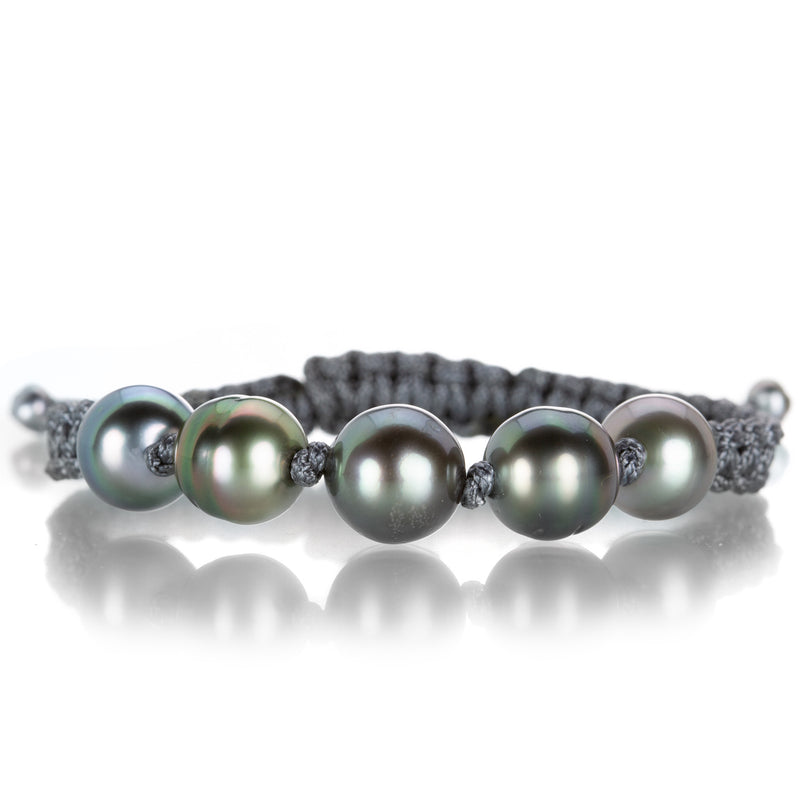 Gellner Dark Gray Macrame with Tahitian Pearls Bracelet | Quadrum Gallery