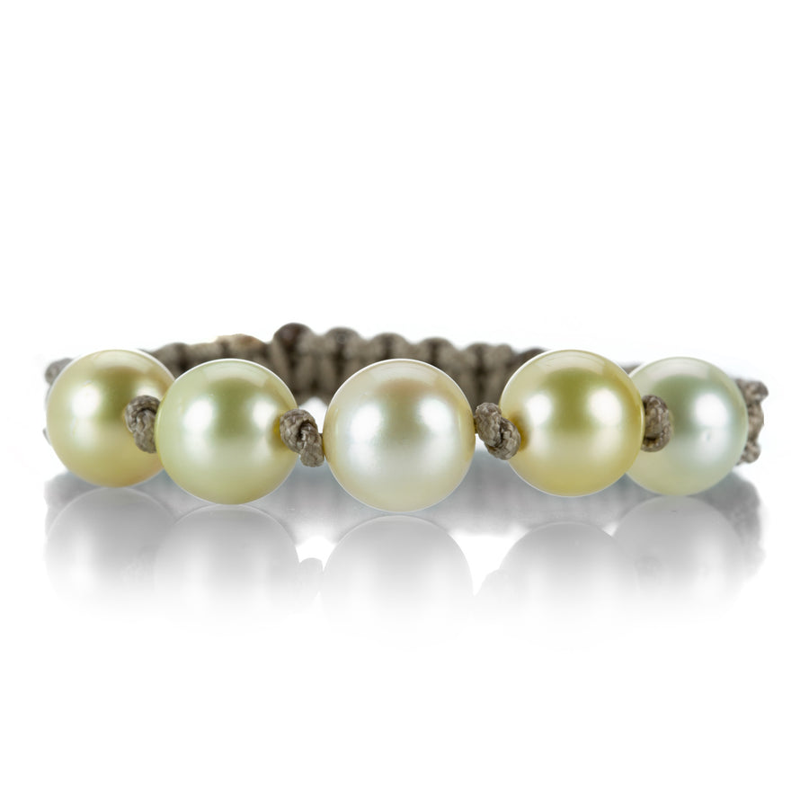 Gellner Brown Macrame Bracelet with 5 South Sea Pearls | Quadrum Gallery