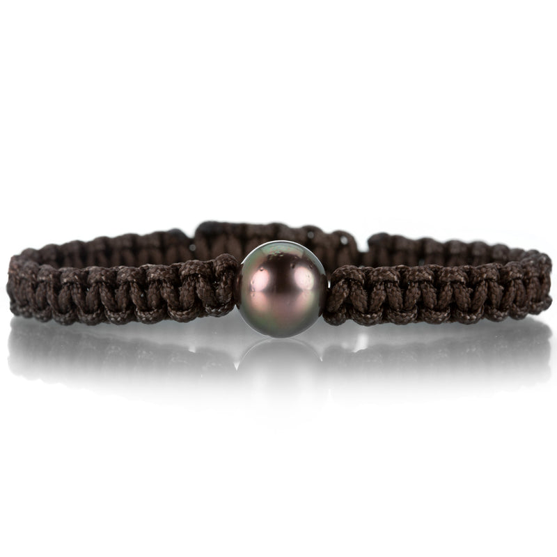 Gellner Brown Macrame Bracelet with 1 Tahitian Pearl | Quadrum Gallery