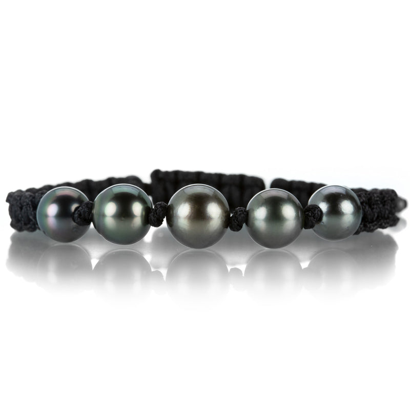 Gellner Black Macrame Bracelet with 5 Gray Tahitian Pearls | Quadrum Gallery