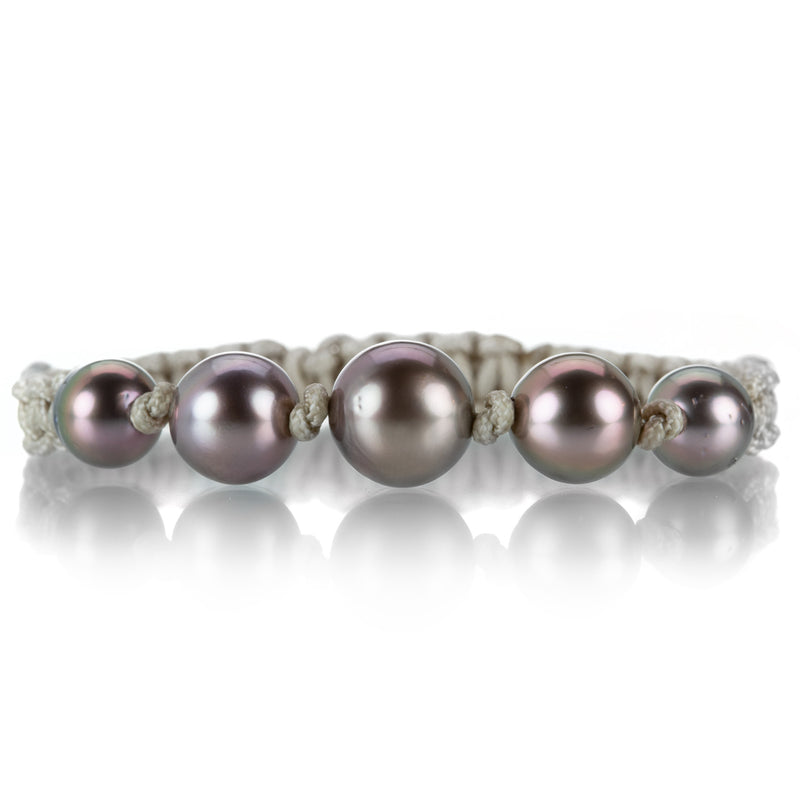 Gellner Sand Macrame Bracelet with 5 Tahitian Pearls | Quadrum Gallery